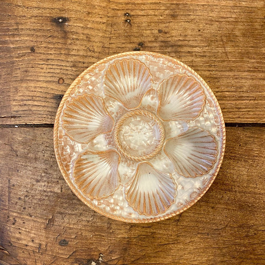 Vintage French Oyster Plate – Ivory & Terracotta