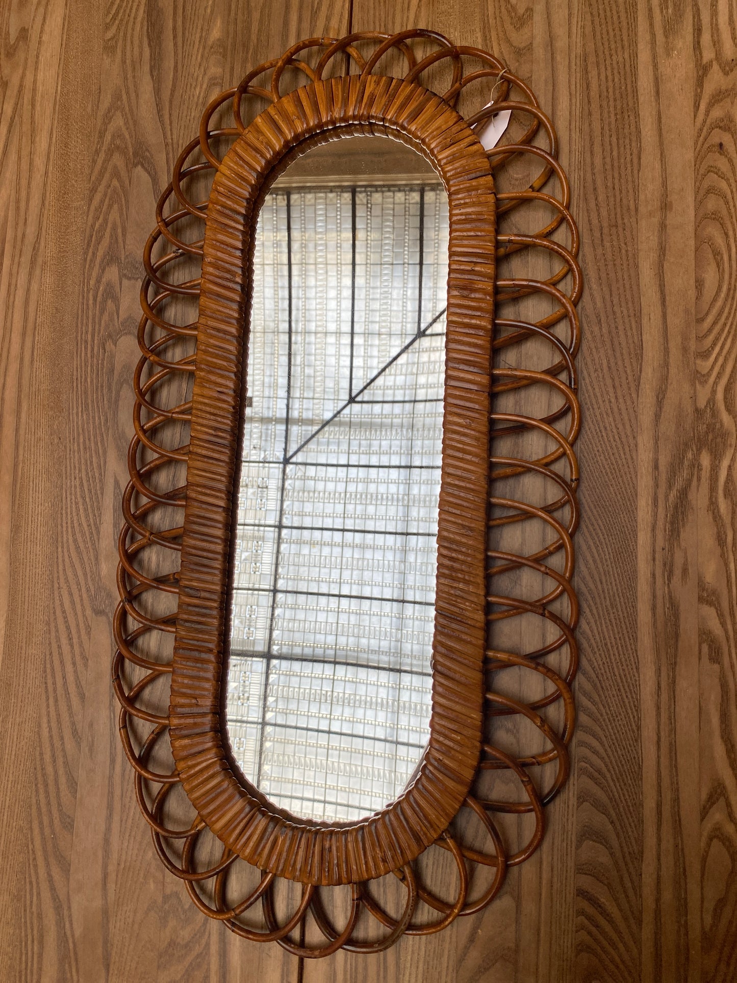 French Vintage Rattan Mirror