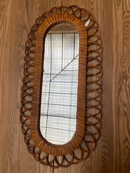 French Vintage Rattan Mirror