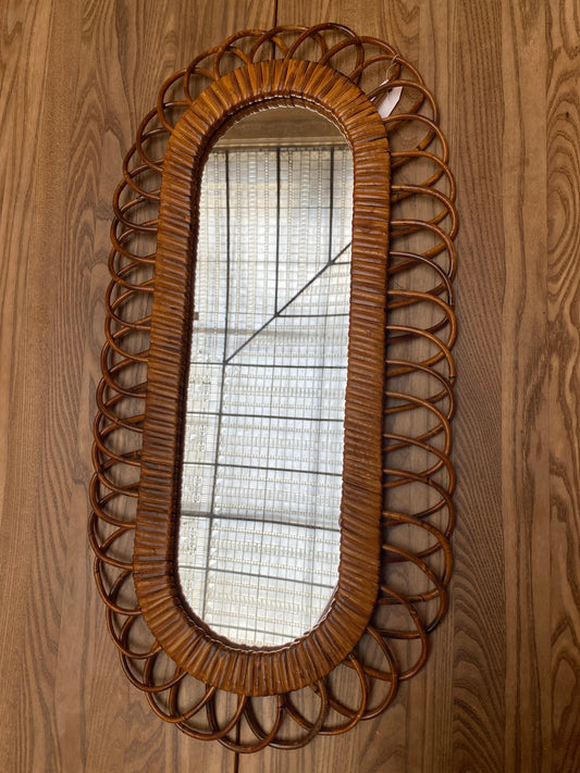 French Vintage Rattan Mirror