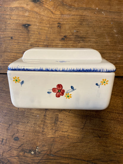 Hand-Painted French Butter Dish – Digoin Sarreguemines “Mary-Lou”