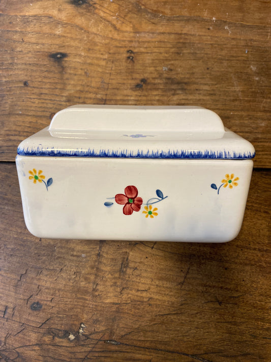 Hand-Painted French Butter Dish – Digoin Sarreguemines “Mary-Lou”