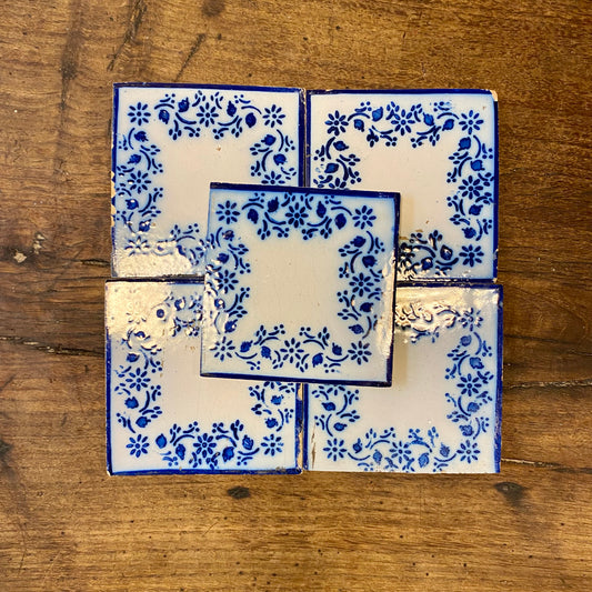 Vintage Set of 5 French Desvres Tiles