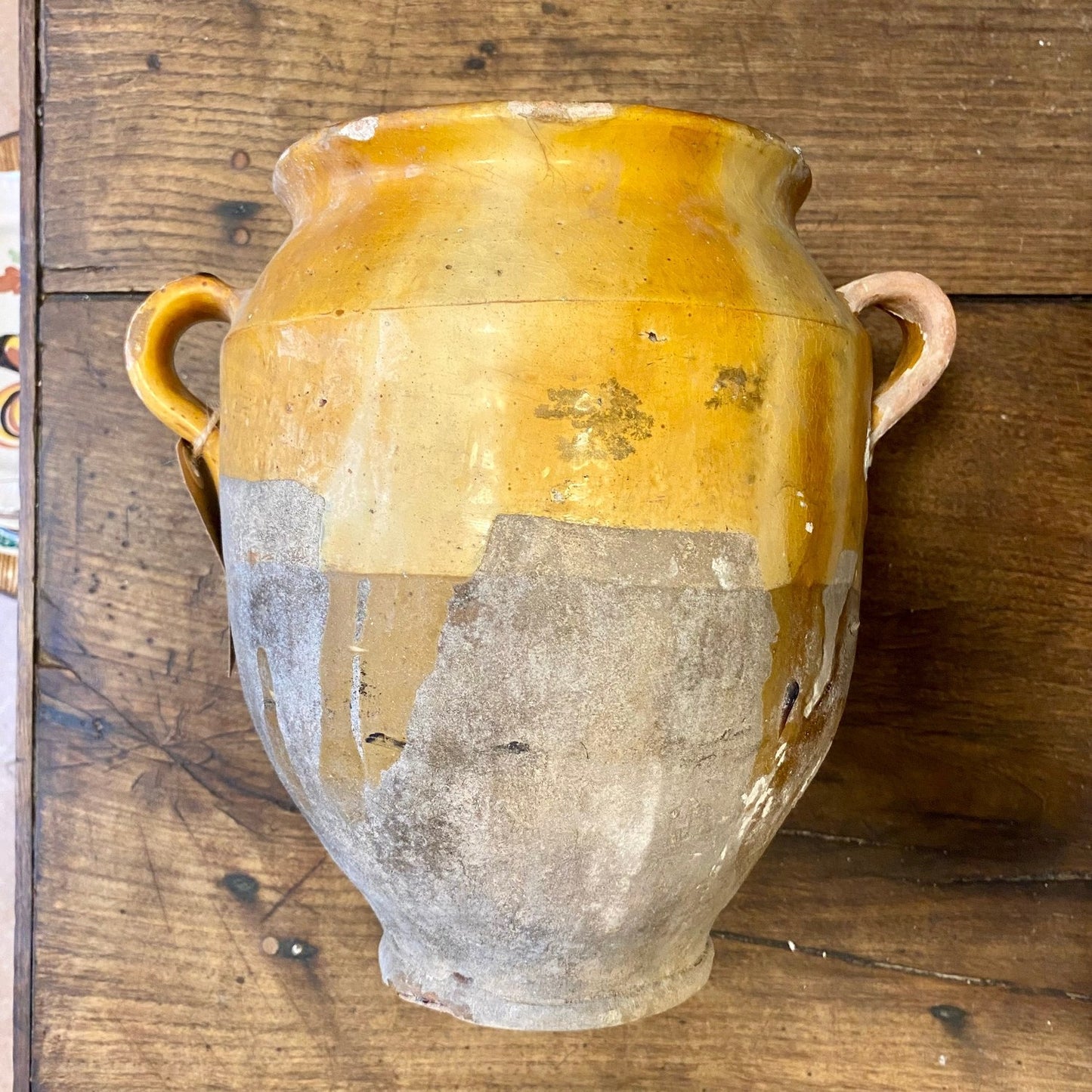 French Antique Confit Pot – Ochre Glaze