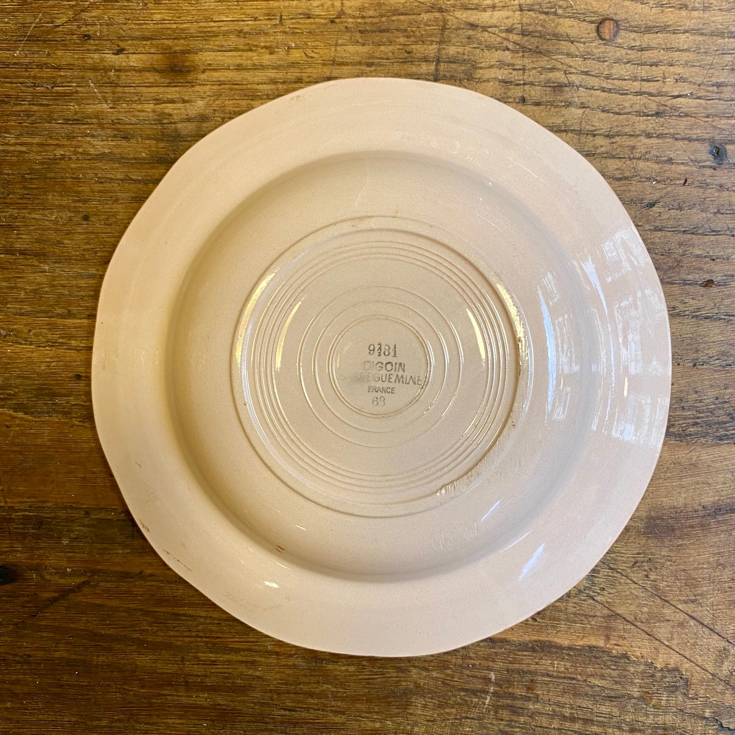 Vintage Digoin Sarreguemines Shallow Bowl – Terracotta Rose