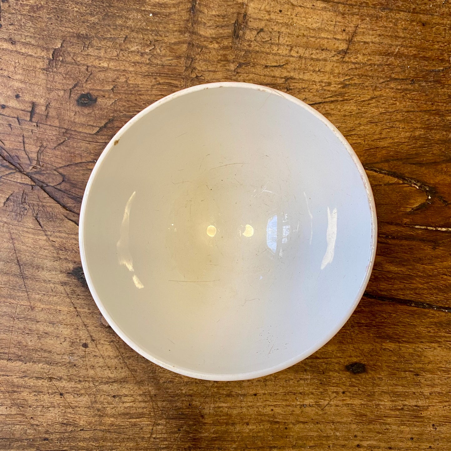 Vintage French Café au Lait Bowl – Red Geometric