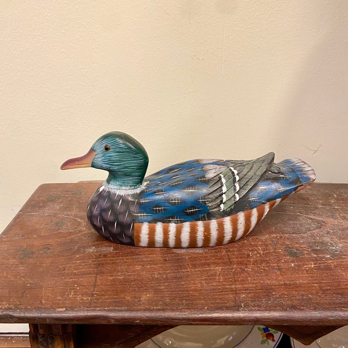 Vintage Painted Wooden Duck