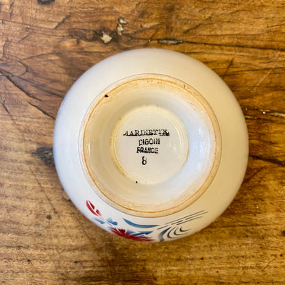 Vintage French Digoin Café au Lait Bowl – Blue & Red Floral
