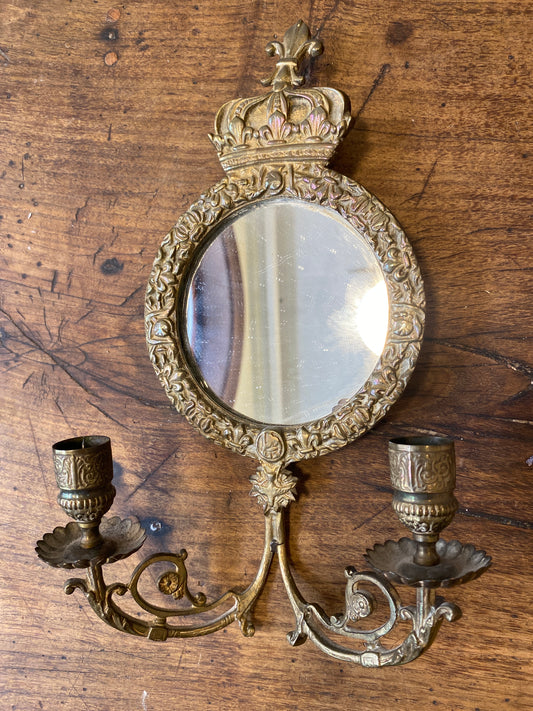 Crowned Mirror Candle Sconce