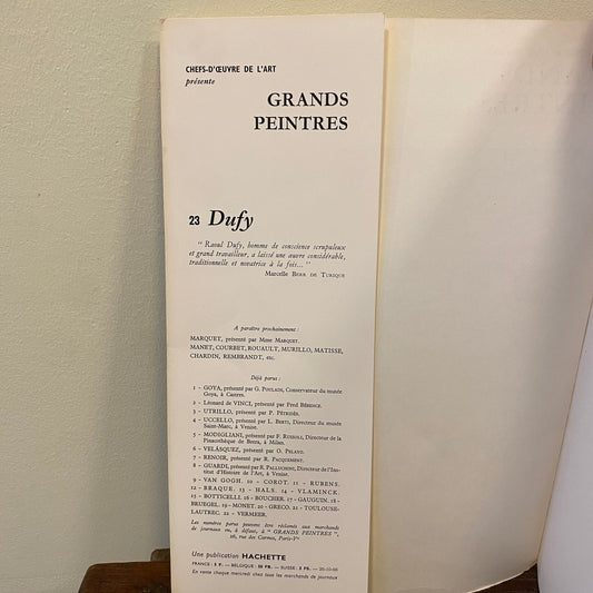 Inside page of the Dufy booklet with the series list and issue number 23