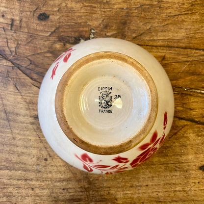 Vintage French Digoin Café au Lait Bowl – Red Floral