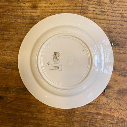 Vintage Digoin Sarreguemines “Yvette” Mattallrik – Röd Blomdekor