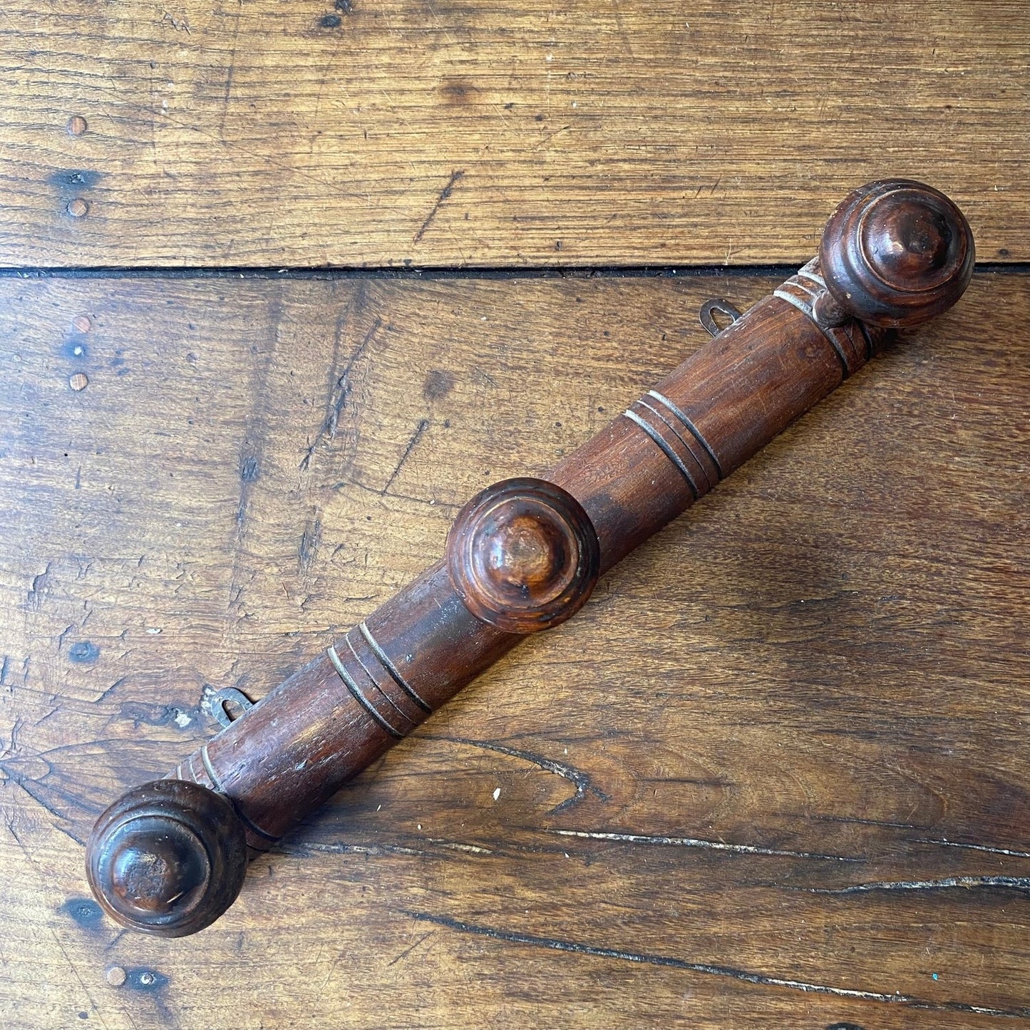 French Vintage Wooden Wall Hook Rack