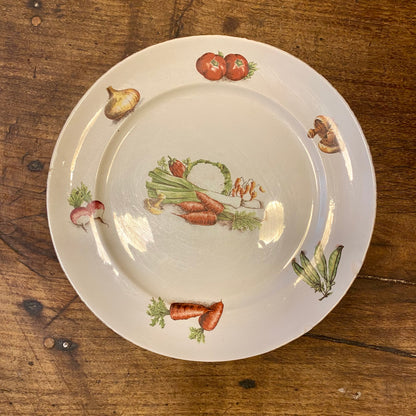 Set of 4 Vintage French L’Amandinoise Plates – Vegetable Motif