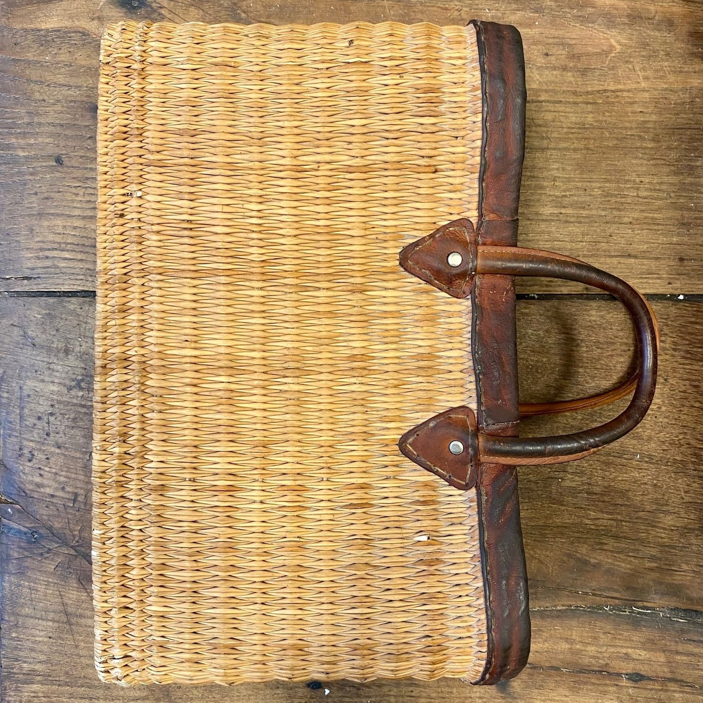 French Market Basket with Leather Handles
