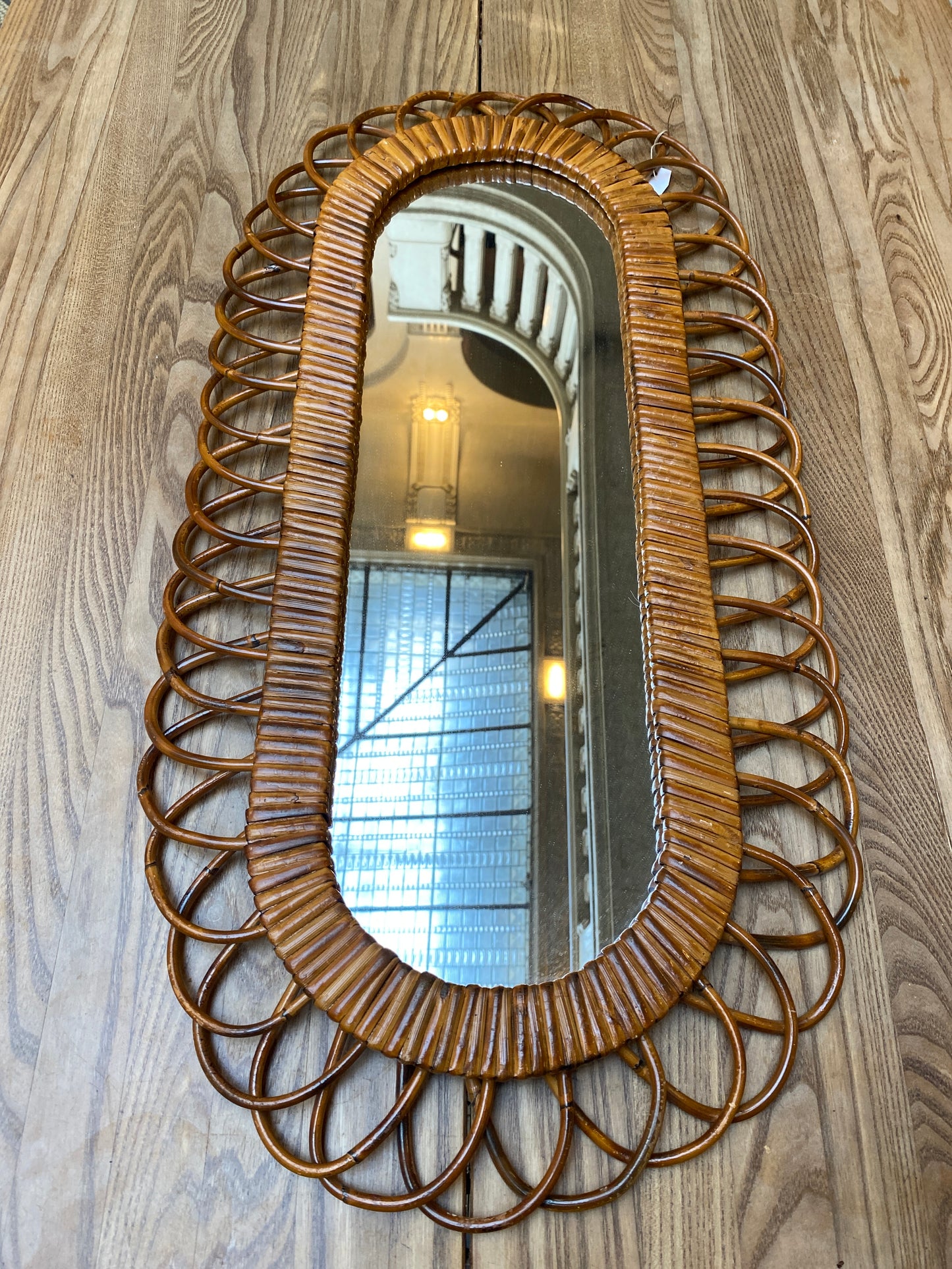French Vintage Rattan Mirror