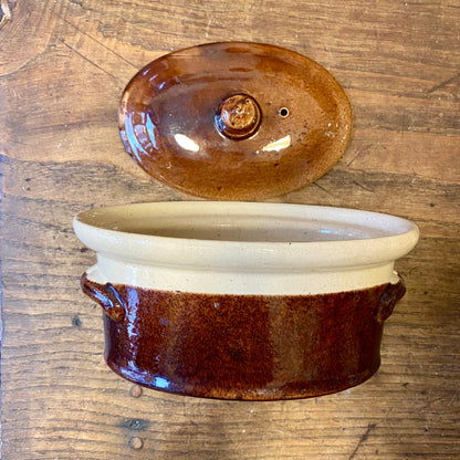 Vintage Fransk Terrin – Creme & Brun