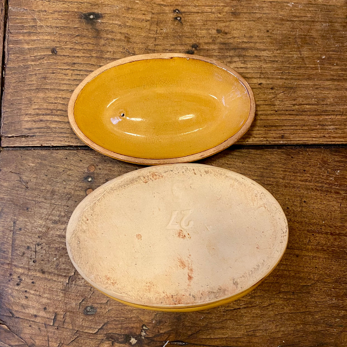 Vintage French Stoneware Terrine – Ochre Yellow