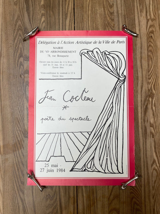Vintage Jean Cocteau Exhibition Poster – Poète du Spectacle, Paris 1984