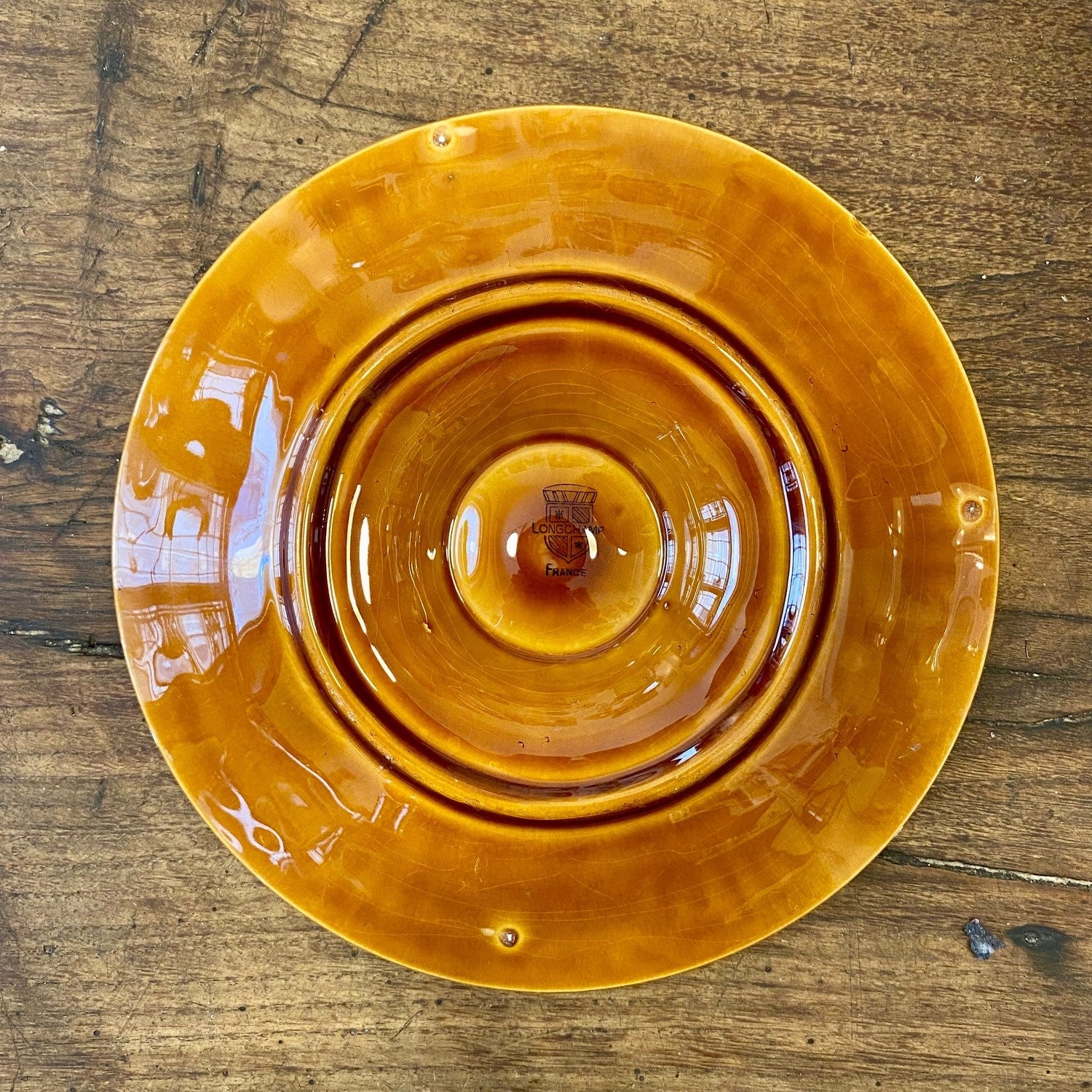 French Vintage Oyster Plate – Longchamp – 24 cm