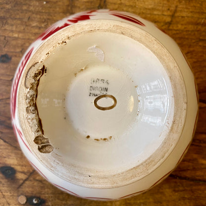 Vintage French Digoin Café au Lait Bowl – Red Floral