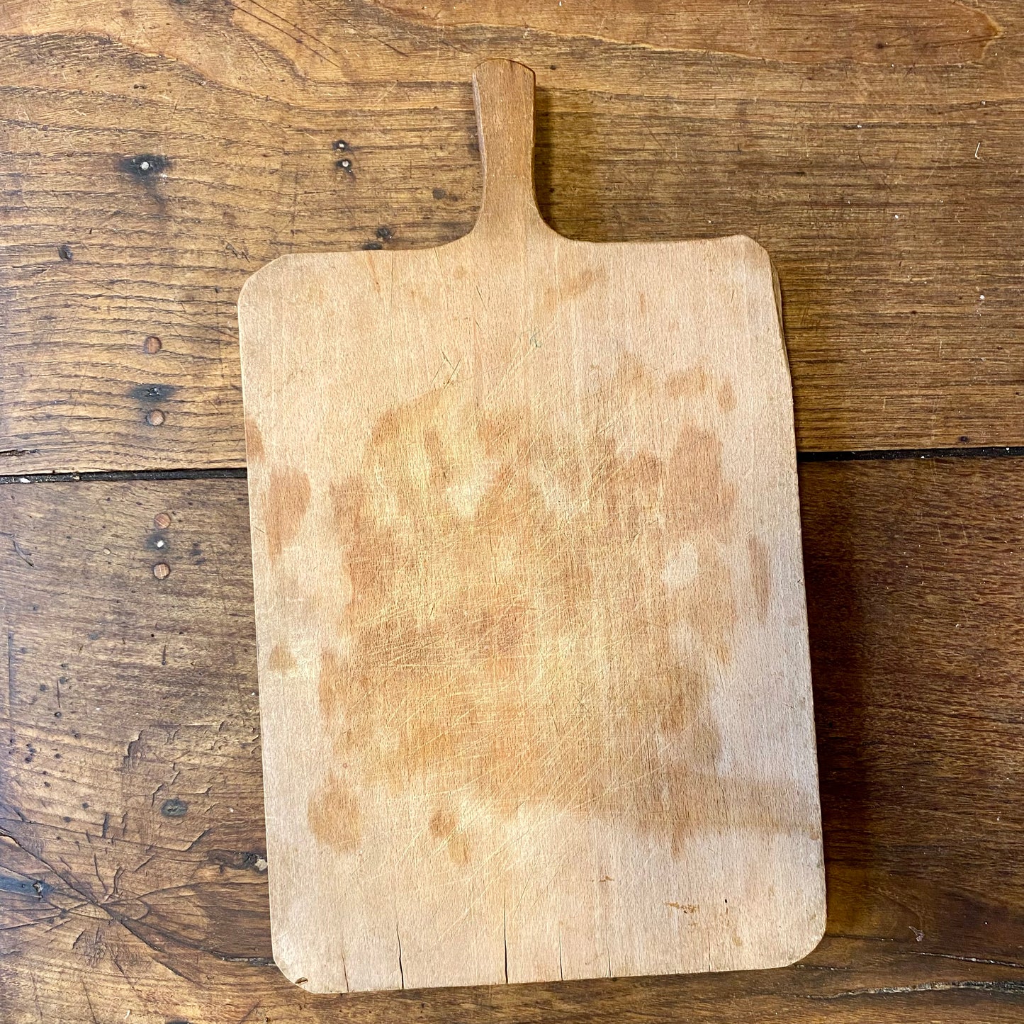 Vintage French Wooden Cutting Board – Rustic Handle