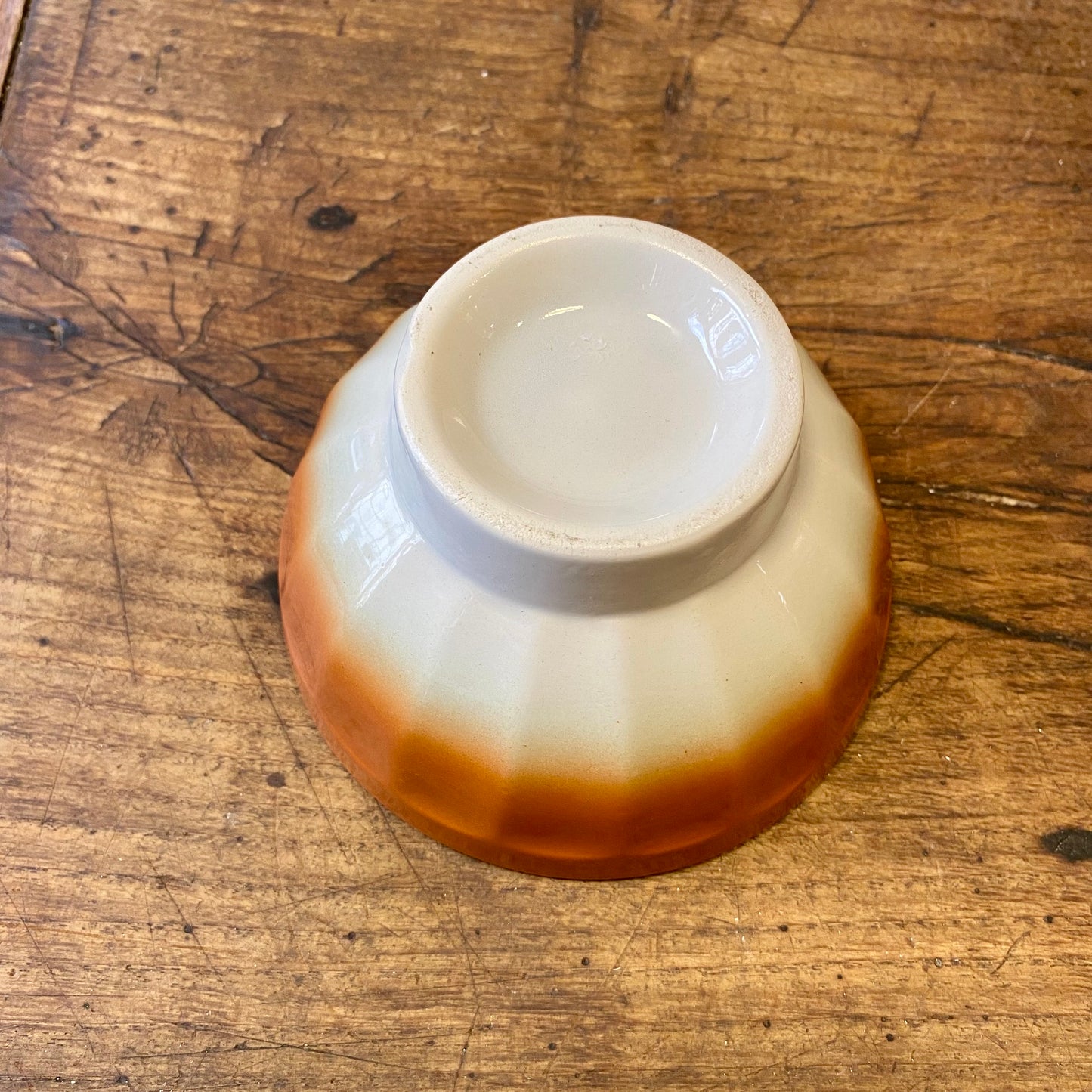 Vintage French Café au Lait Bowl – Orange & White