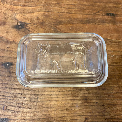 Vintage Glass Butter Dish – Cow Motif