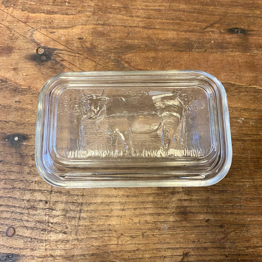 Vintage Glass Butter Dish – Cow Motif