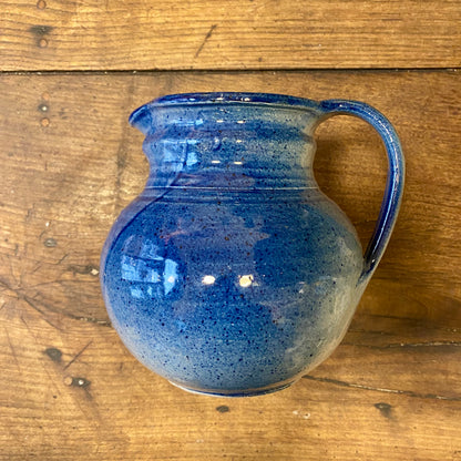 Vintage Blue Glazed Ceramic Pitcher