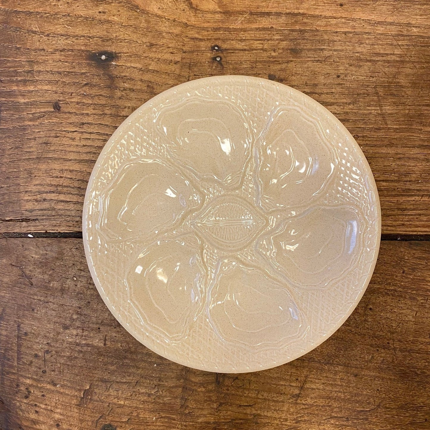 Vintage French Oyster Plate – Ivory