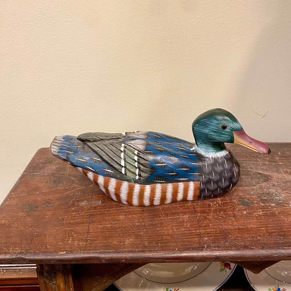 Vintage Painted Wooden Duck