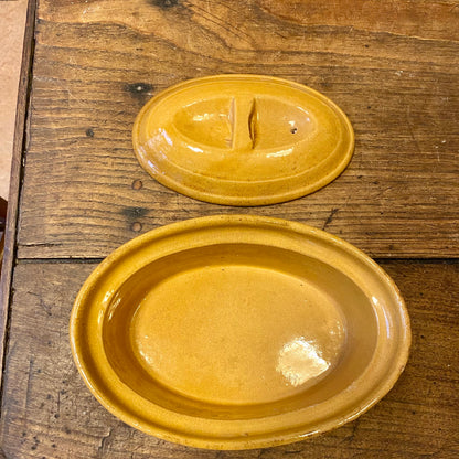 Vintage French Stoneware Terrine – Ochre Yellow