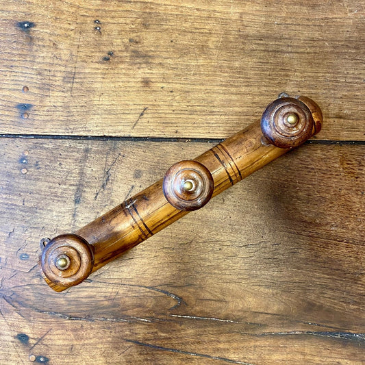 French Vintage Wooden Wall Hook Rack