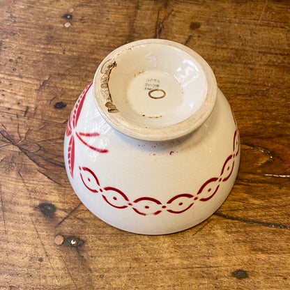 Vintage French Digoin Café au Lait Bowl – Red Floral