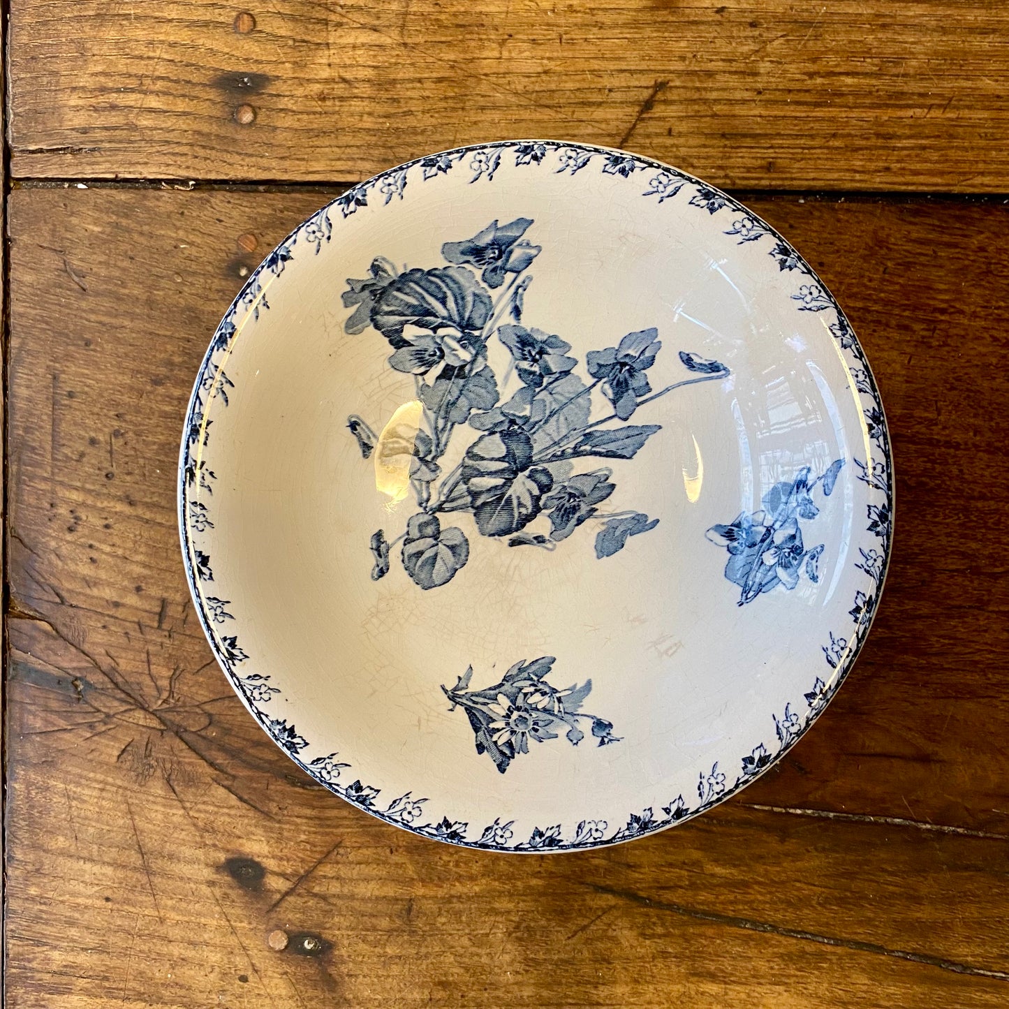 Vintage Sarreguemines Pedestal Dish – Stella Blue Floral