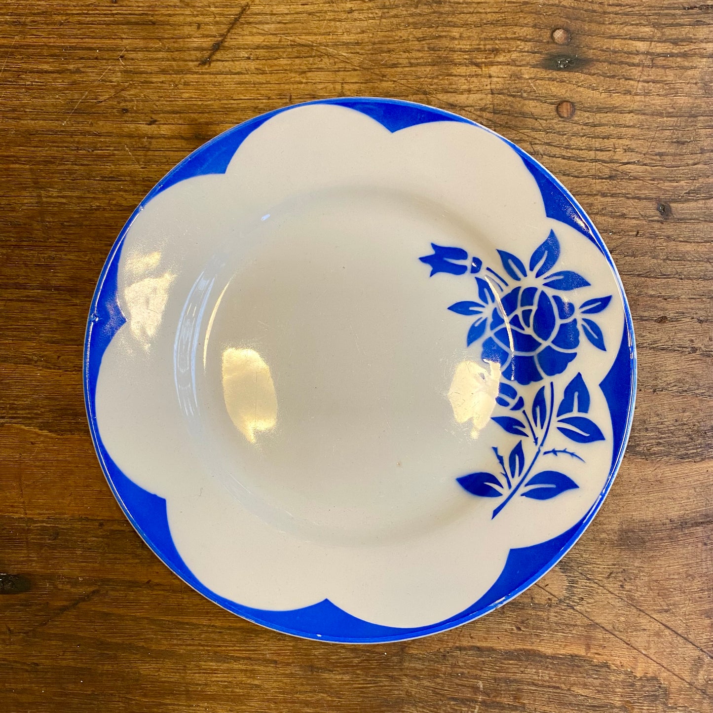 Vintage Digoin Sarreguemines “Corsica” Dinner Plate – Blue Floral