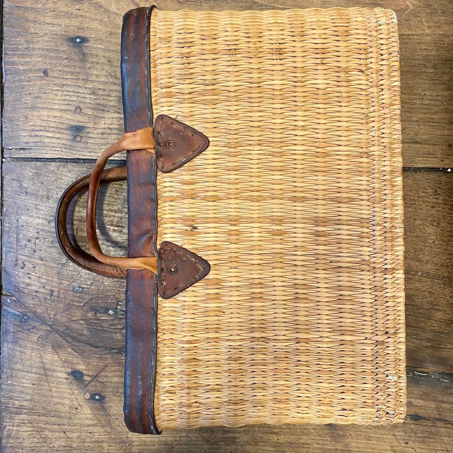 French Market Basket with Leather Handles