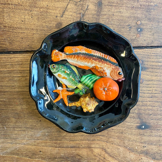 French Vintage Majolica Fish Wall Plate – 20 cm