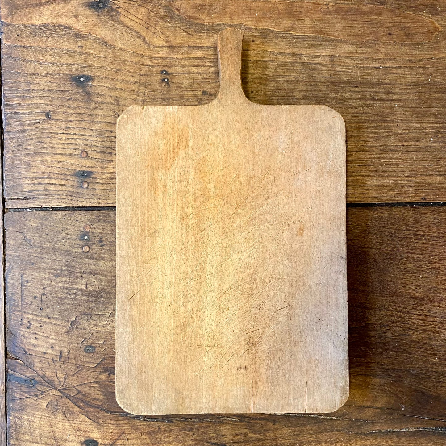 Vintage French Wooden Cutting Board – Rustic Handle