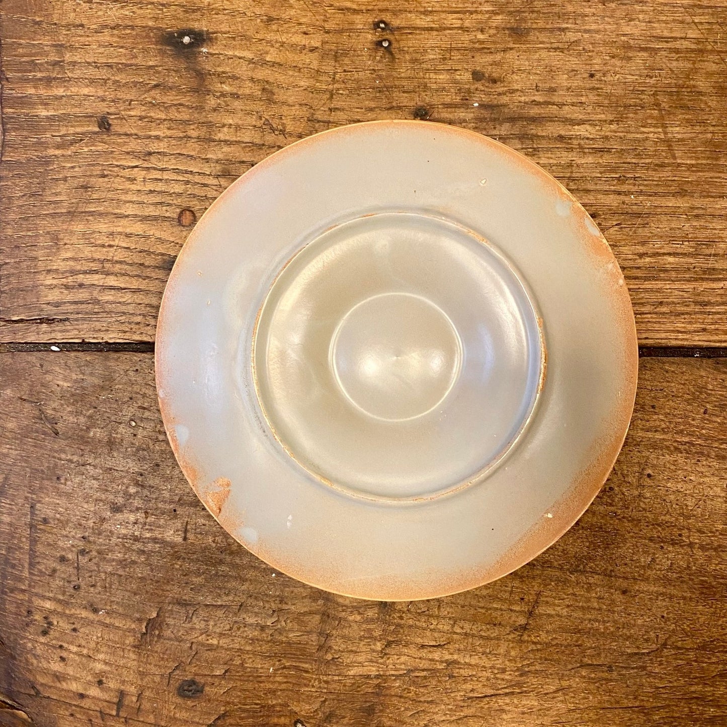 Vintage French Oyster Plate – Ivory & Terracotta