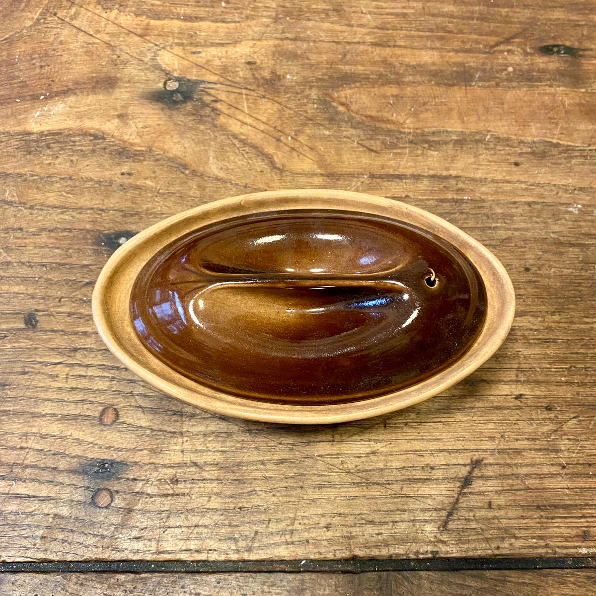 Vintage Fransk Terrin – Brun Glasyr