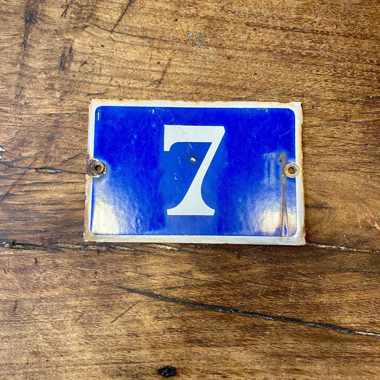 French vintage enamel house number