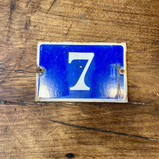 French vintage enamel house number