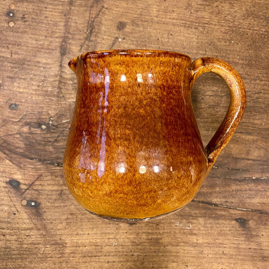 Vintage French Ochre Glazed Ceramic Pitcher