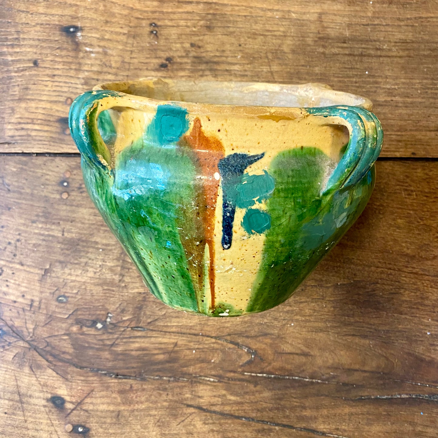 Vintage French Provençal Glazed Planter