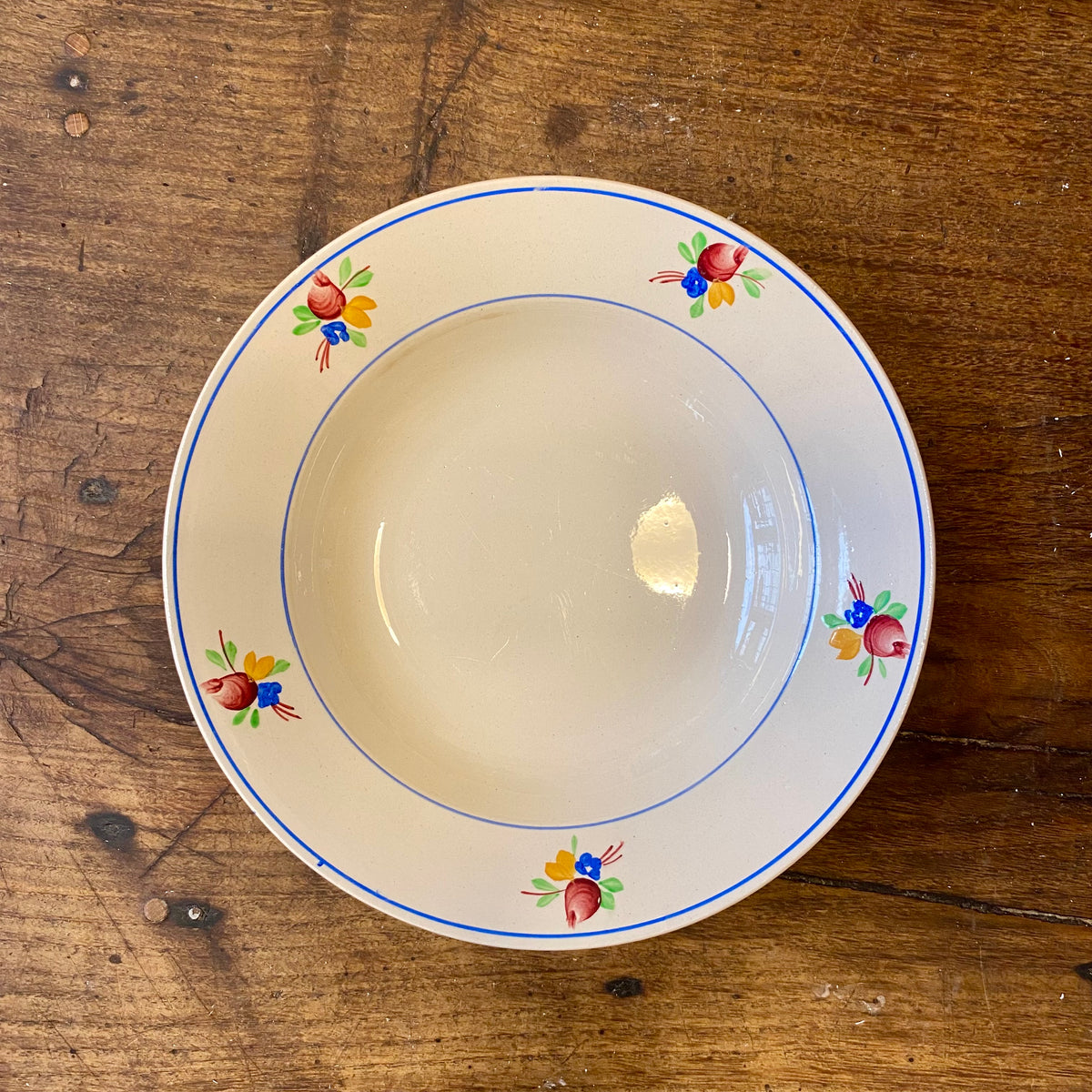 Vintage Gien “Nice” Soup Bowl Blue Floral