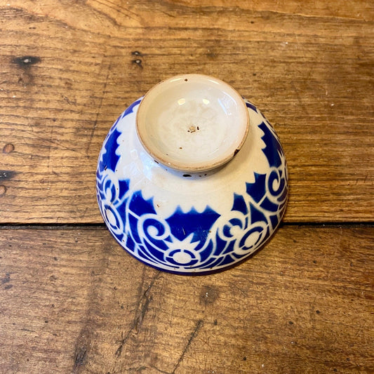 Vintage French Café au Lait Bowl – Cobalt Blue Motif