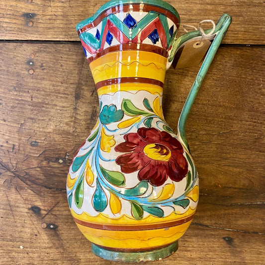 French vintage hand-painted ceramic pitcher
