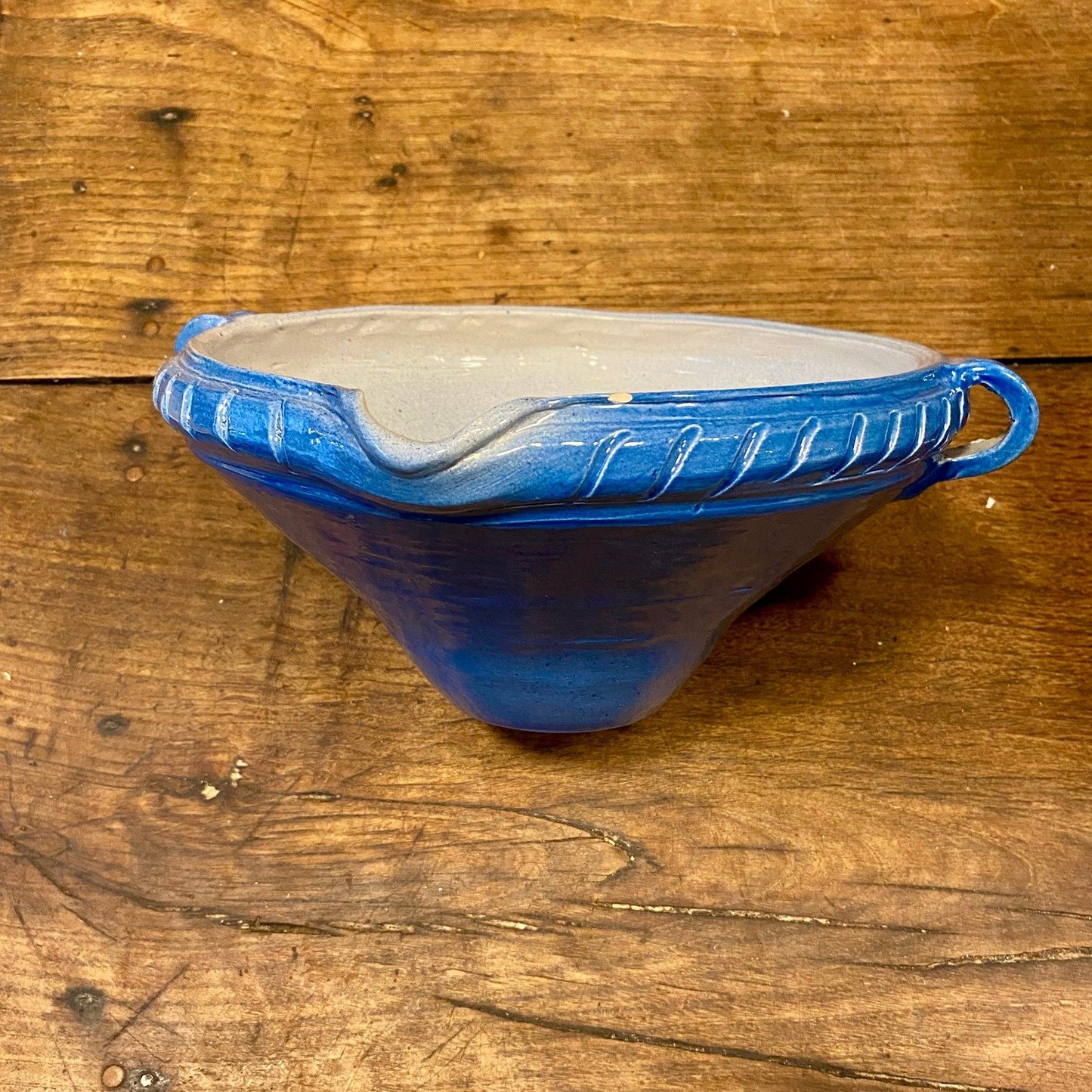 Vintage Blue Glazed Mixing Bowl